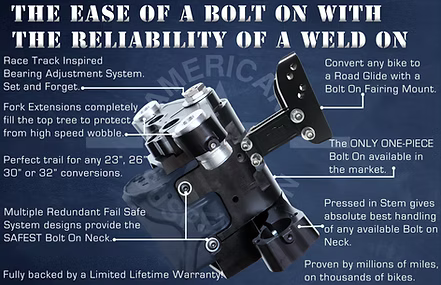 American Suspension FAT 23 Touring Bolt On Big Wheel kit - 38° Rake - 1989-2025