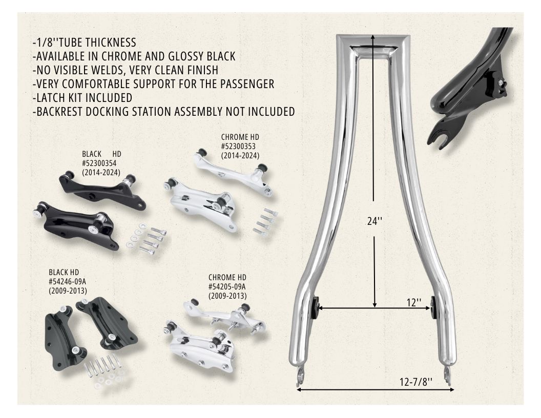 Iron Hold Darkline Sissybar for HD Touring