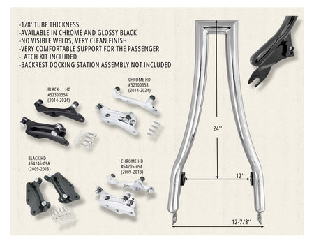 Iron Hold Darkline Sissybar for HD Touring