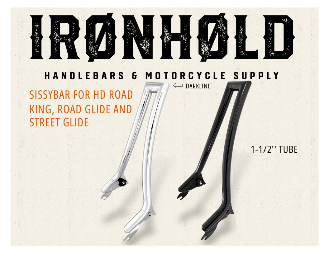Iron Hold Darkline Sissybar for HD Touring