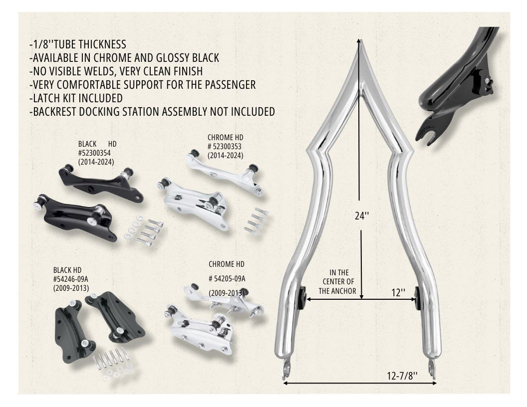 Iron Hold Longhorn Sissybar for HD Touring