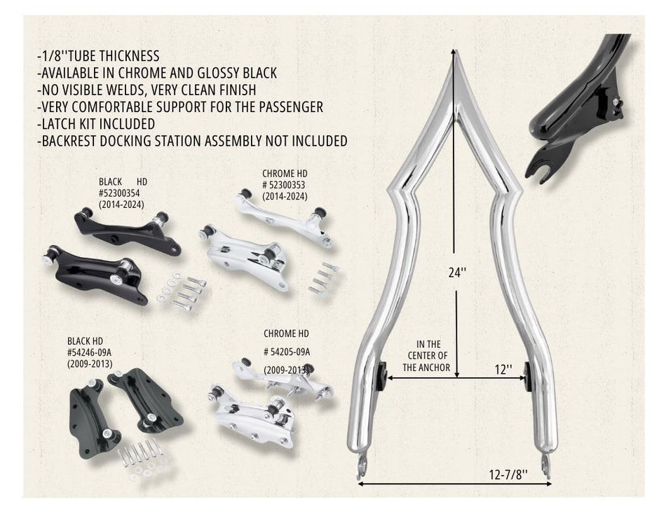 Iron Hold Longhorn Sissybar for HD Touring