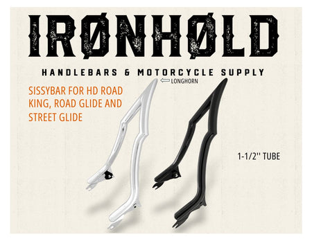 Iron Hold Longhorn Sissybar for HD Touring