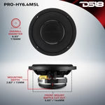 DS18 PRO-HY6.4MSL PRO 6.5" Shallow Coaxial Hybrid Mid-Range Loudspeaker with Built-in Driver | 150W RMS 4-Ohm