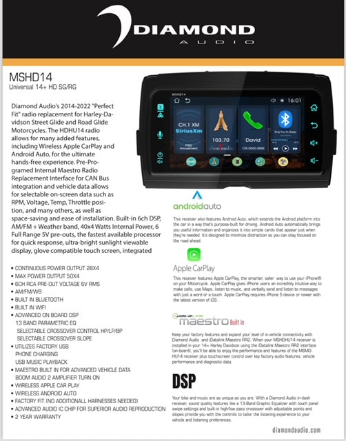 Diamond 14+ Harley Head Unit MSHD14